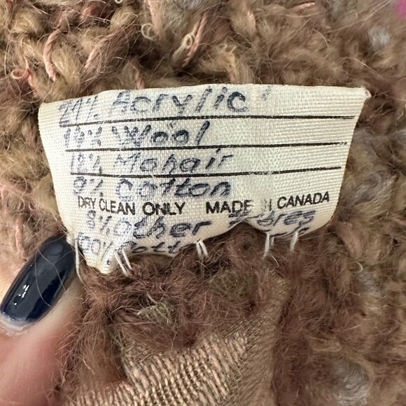 Norma Canada Wool Mohair Vintage Patchwork Chunky Yarn Zip Jacket Small NEW - Picture 5 of 9